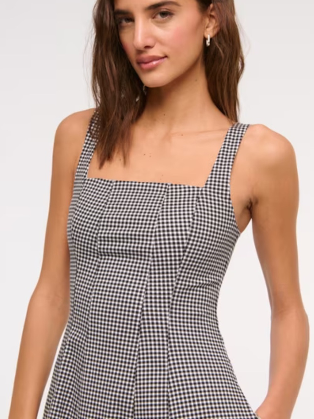 Abercrombie & Fitch Mila Stretch Midi Dress in Black White Gingham XXLP $110 - Picture 5 of 15